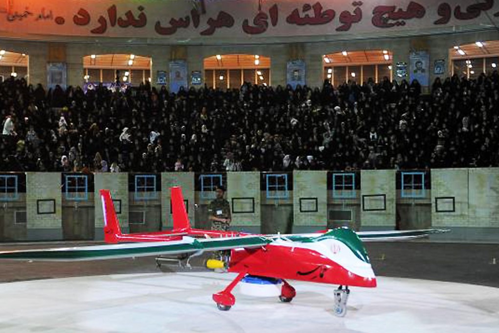 The new Iranian made drone 'Epic' seen during a ceremony in Tehran in 2013. Photo: AFP