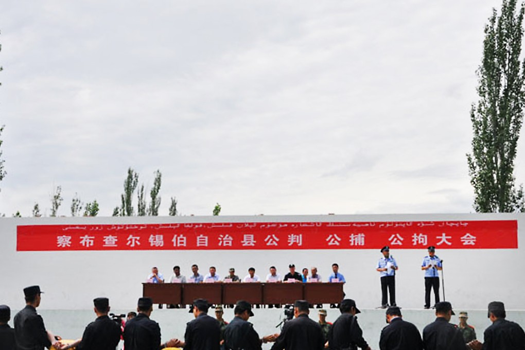 Nine more people in Xinjiang were jailed on terror-related offences during an assembly. Photo: SCMP Pictures