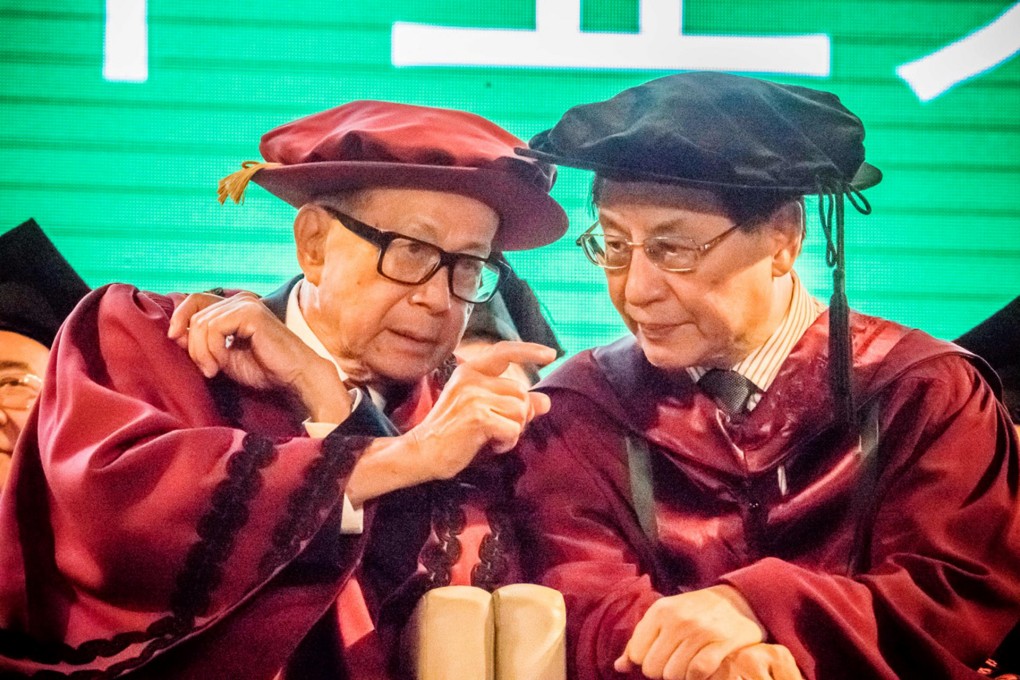 Li Ka-shing with fellow speaker Liu Mingkang. Photo: SCMP Pictures