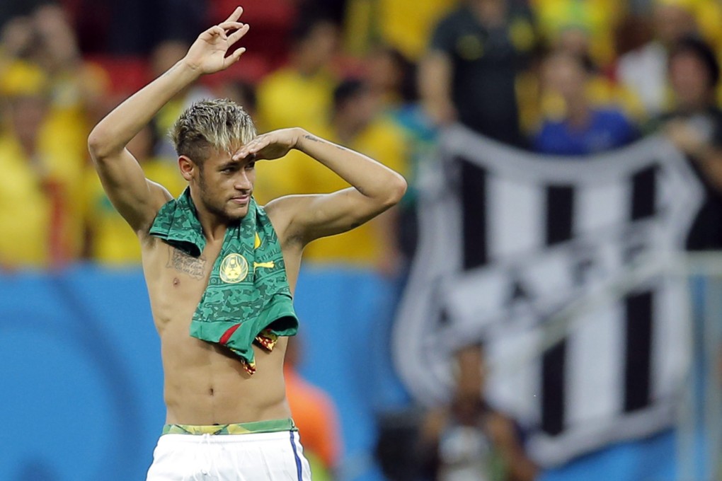 Neymar shows off his pants and is set to be banned from football for life and possibly even executed depending on Fifa's whim. Photo: EPA