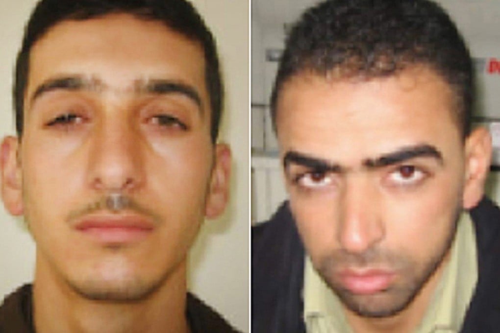A image combo provided by Shin Bet, Israel's security service, shows Marwan Qawasmeh (left) and Amer Abu Aisheh that the security service identified as the central suspects in the recent disappearance of three Israeli teenagers. Photo: AP