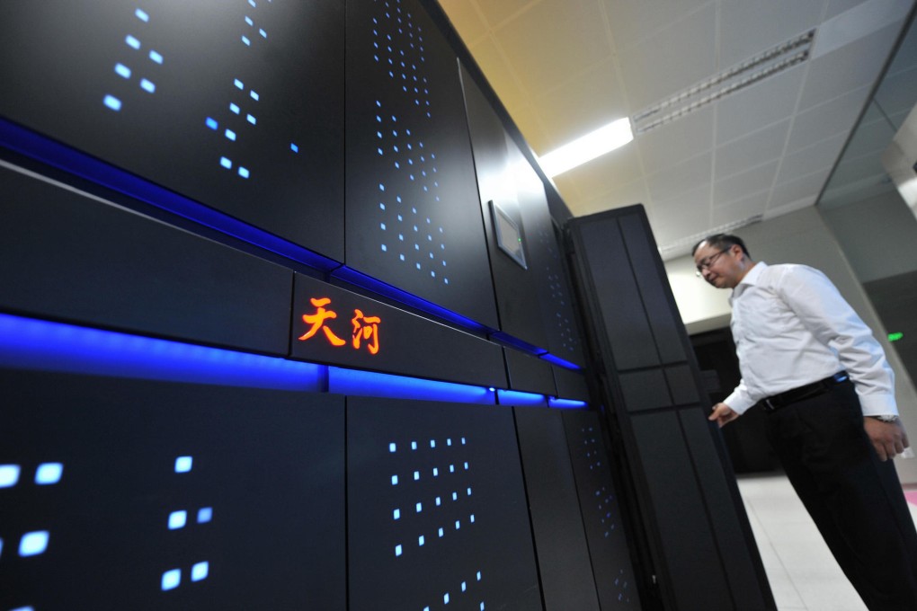 The Tianhe-2 at the Sun Yat-sen University in Guangzhou. It has been used in railway design, astrophysics and genetics. Photo: Xinhua