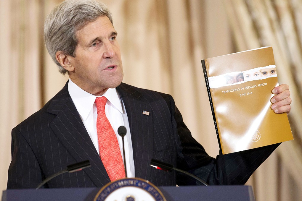 US Secretary of State John Kerry speaks on the 2014 Trafficking in Persons Report.