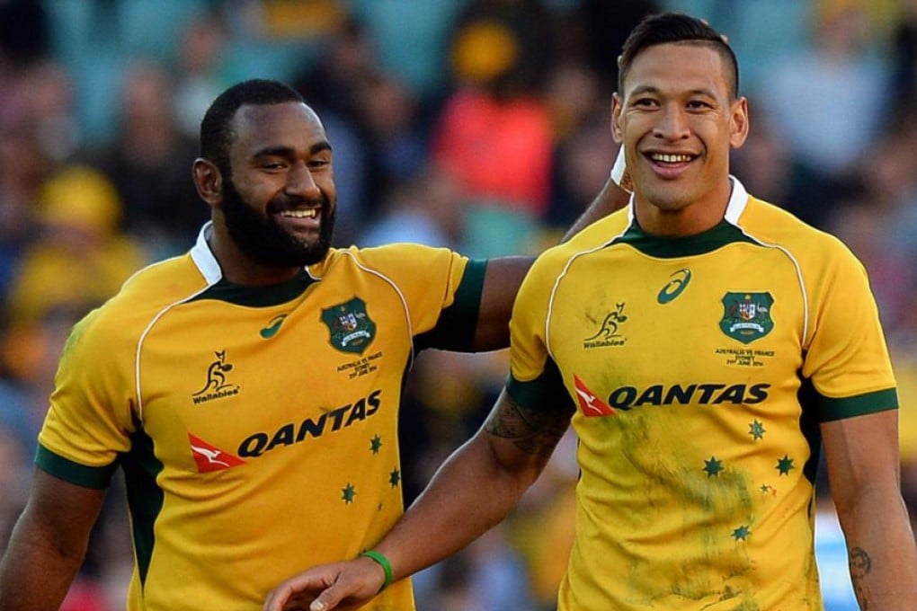 Wallabies Israel Folau and Tevita Kuridrani (left) in their match against France last month. Back on Super Rugby duty, Folau insists his Waratahs will have to watch out for Ben Smith. Photo: AFP