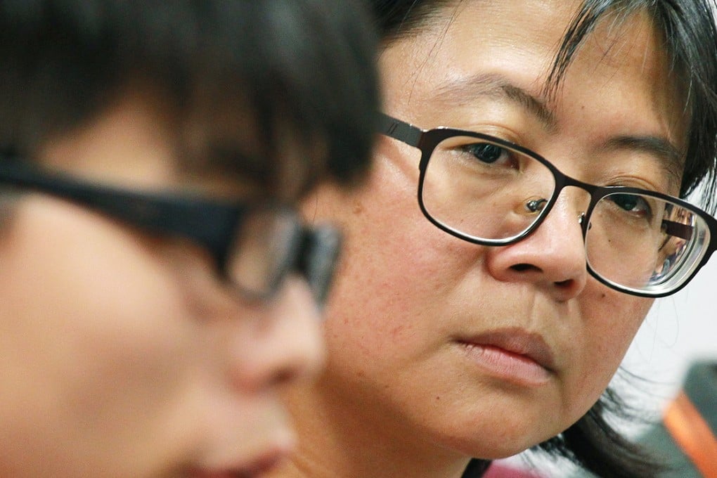 Professor Chen Hui-min (right), of National Taiwan University, at Tamar after flying in to Hong Kong yesterday. Photo: Dickson Lee
