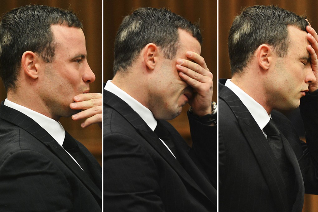 Oscar Pistorius shows emotion as he listens to evidence given in court. Experts said they found no evidence of mental illness. Photos: AP