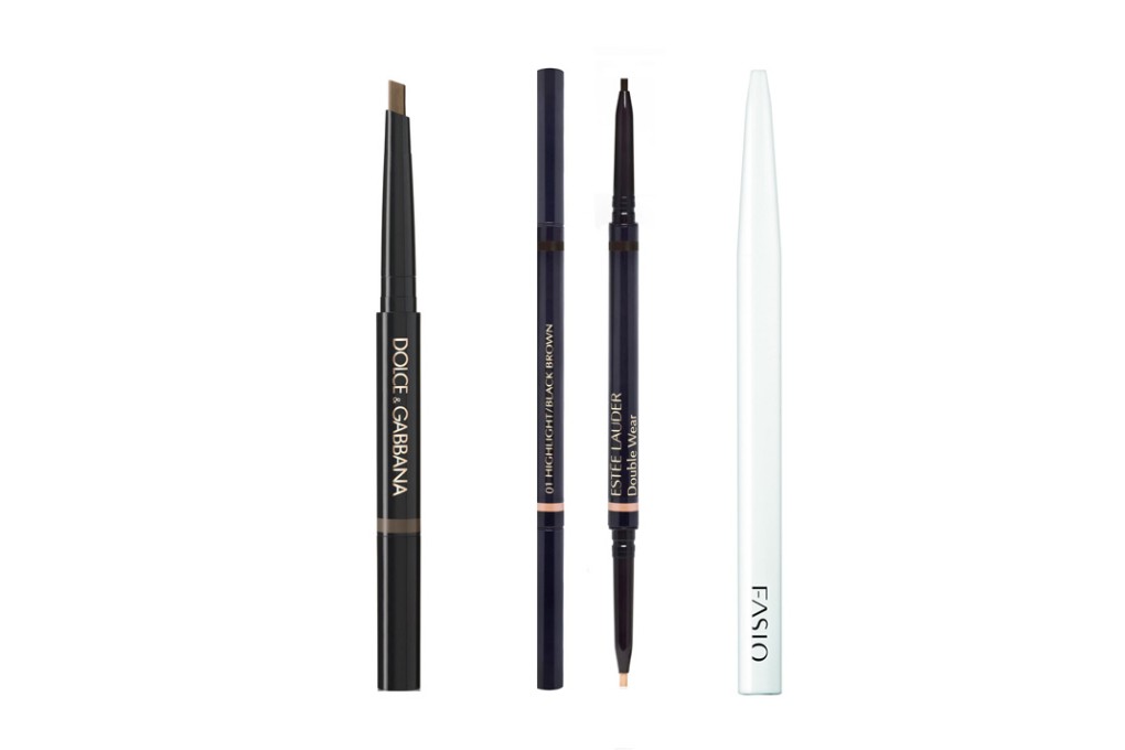 From left: Dolce & Gabbana Shaping Eyebrow Pencil; Estée Lauder Double Wear Stay-in-Place Brow Lift Duo; Kose Fasio Powder Eyebrow Pencil