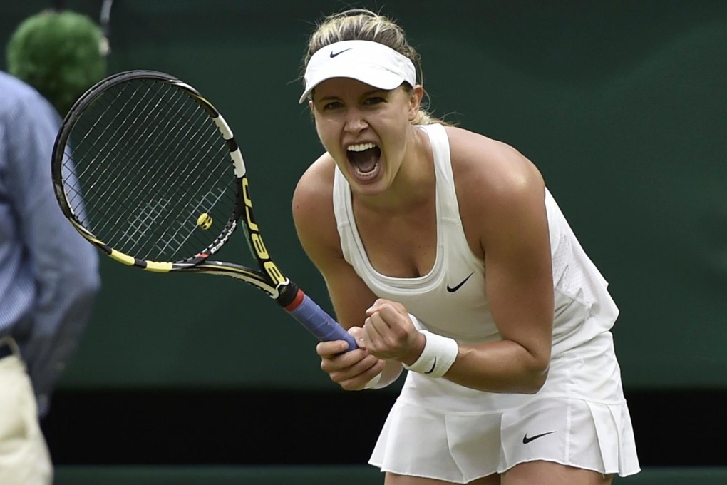 Canada's Eugenie Bouchard reacts after beating Alize Cornet of France in their women's singles match. Photo: Reuters