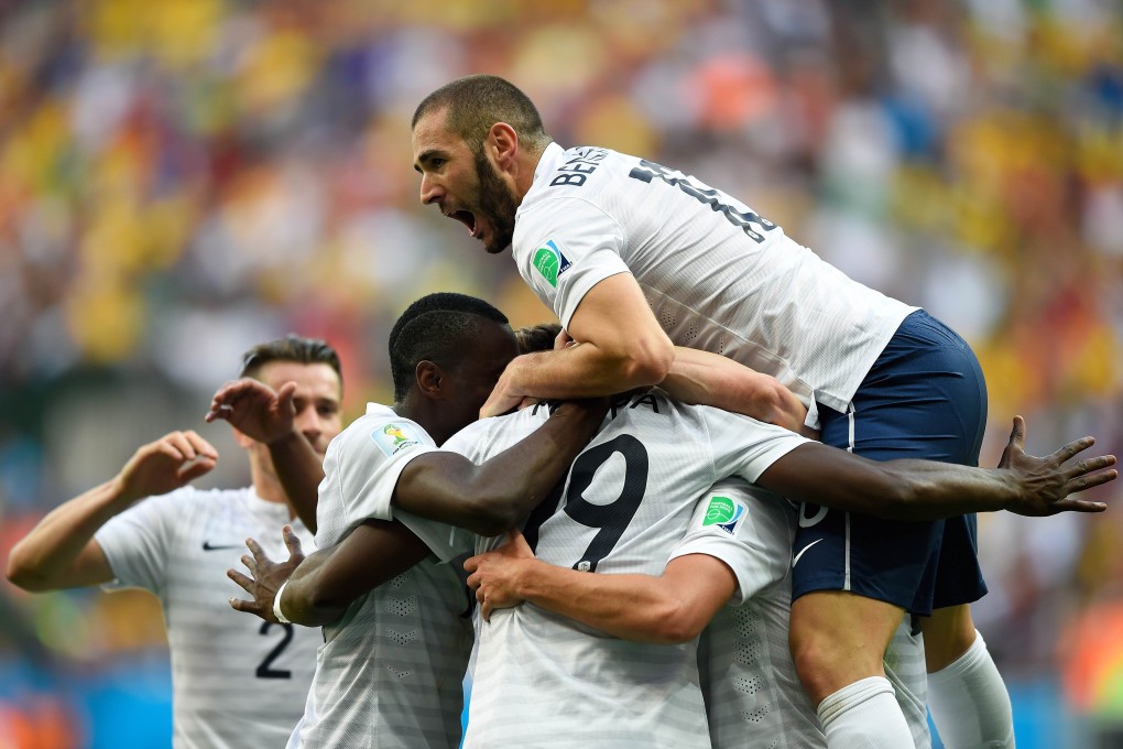 France players celebrate after Paul Pogba scored. Photo: AFP