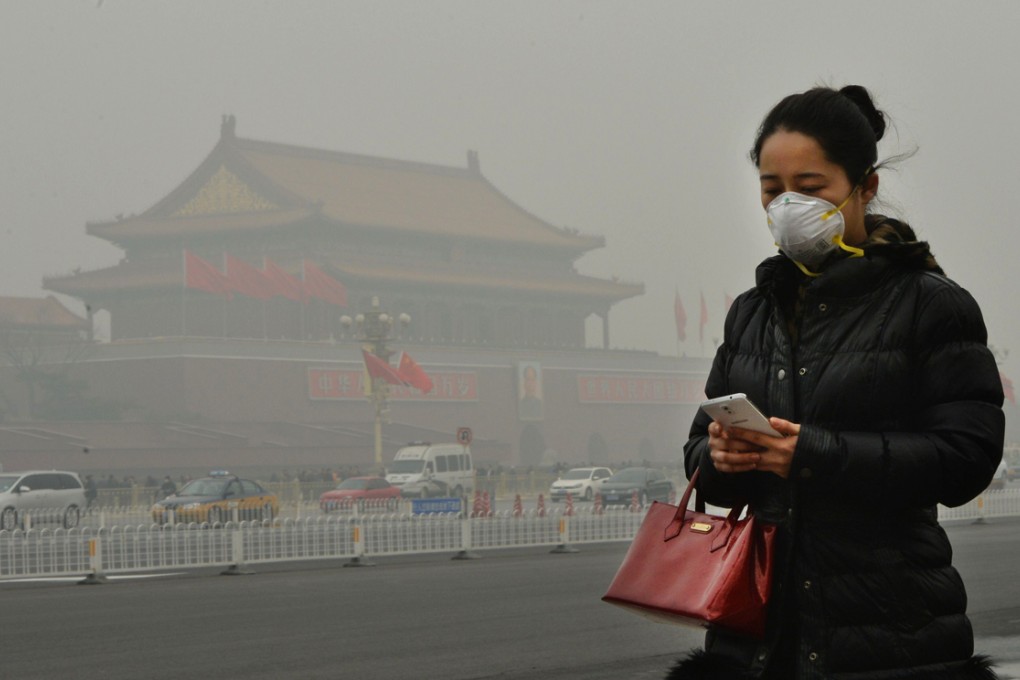 Beijing's Tiananmen Square is shrouded in smog in February, one of several months when pollution choked the capital and other mainland cities. Photo: AFP