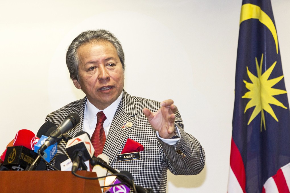 Malaysian Foreign Affairs Minister Anifah Aman speaks during a media conference regarding the alleged offences committed by a Malaysian diplomat Muhammad Rizalman, at his office in Putrajaya, Malaysia. Photo: EPA