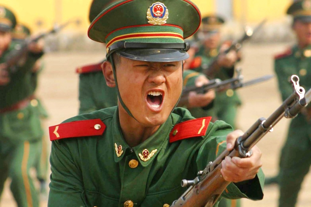 Chinese military recruits take part in a training at a military base in Hebei province. Photo: Reuters