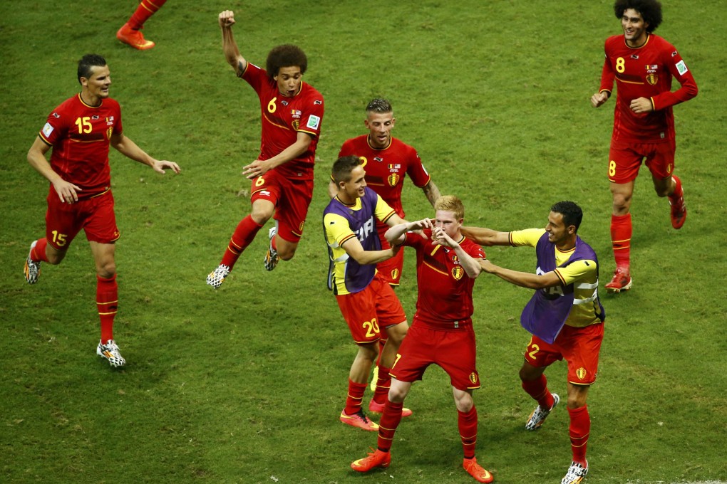 Belgium celebrate Kevin de Bruyne's goal. Photo: Reuters