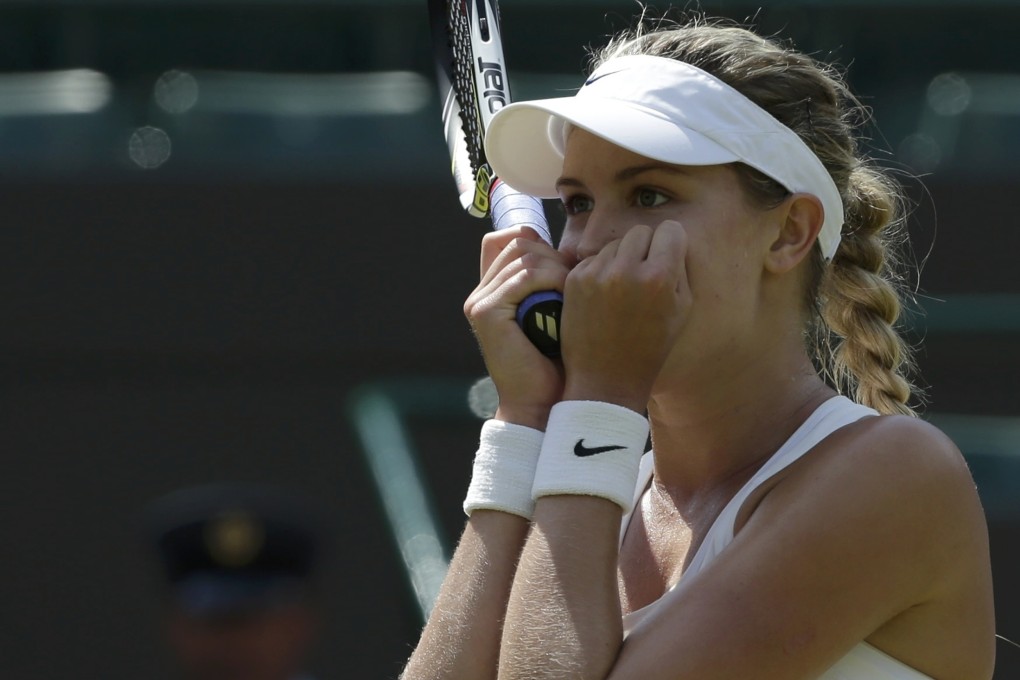 Eugenie Bouchard of Canada reacts after beating Angelique Kerber of Germany in their women's singles quarter-final at Wimbledon. Photo: Reuters