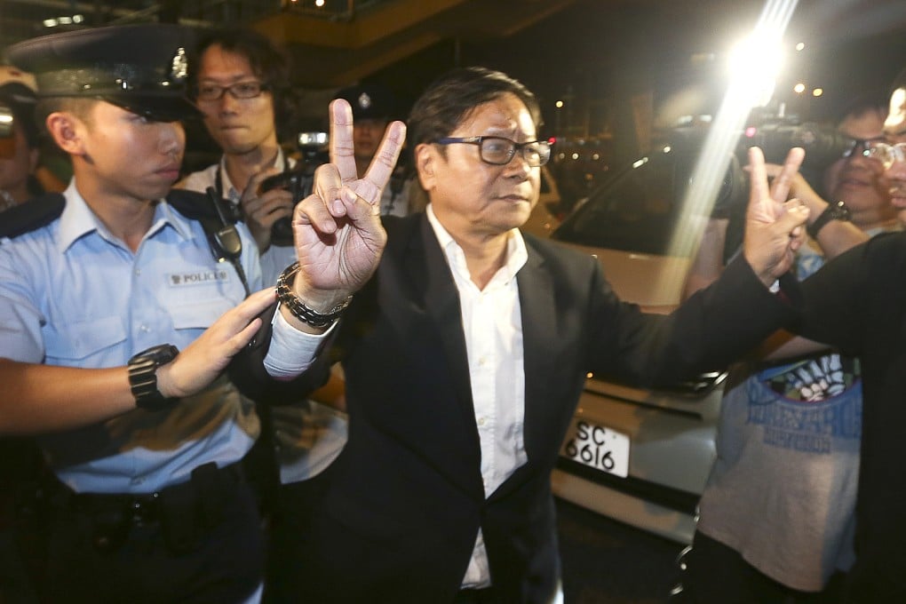 Wong Yuk-man arrives at Central Police Station. Photo: Edward Wong