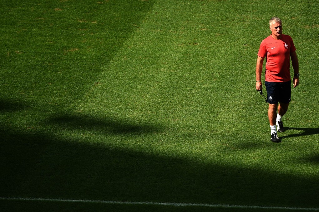 Didier Deschamps surveys his team as they train at the Maracana. Photo: AFP