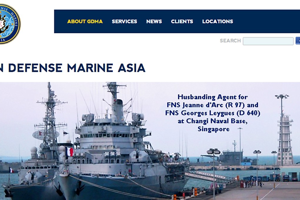 The website of the Glenn Defence Marine Asia, a Singapore-based contractor that supplied and serviced US Navy ships at ports across Asia.