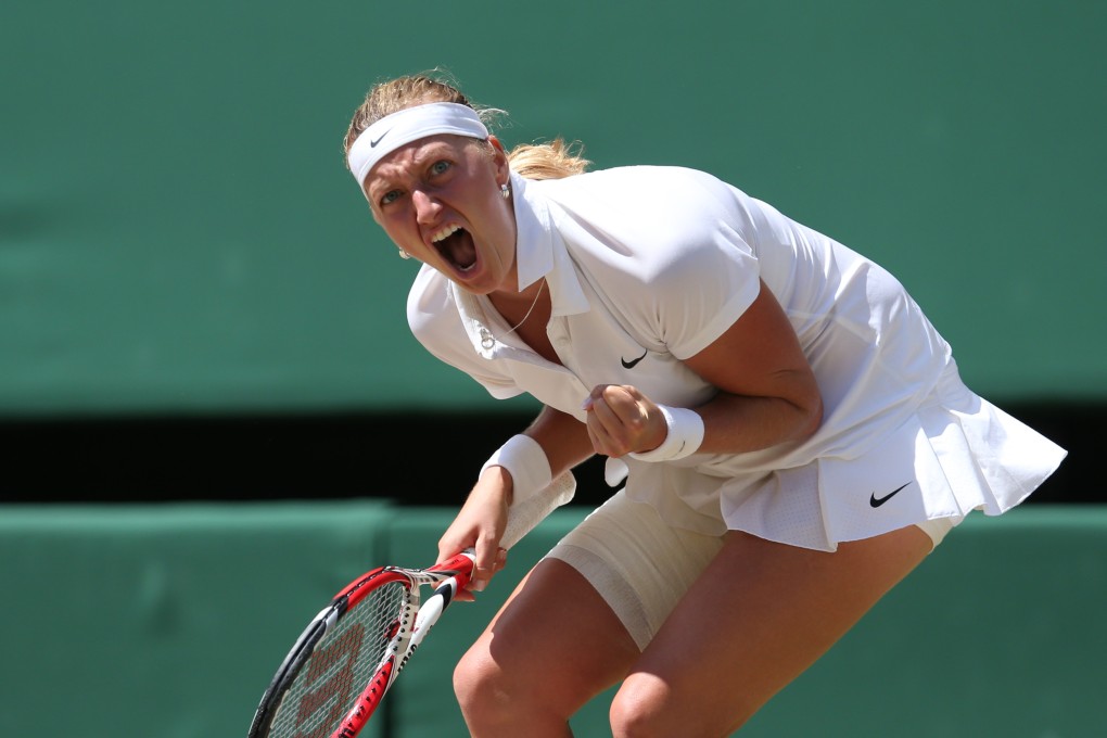 Petra Kvitova of Czech Republic celebrates winning her singles semi-final against compatriot and friend Lucie Safarova. Photo: Xinhua
