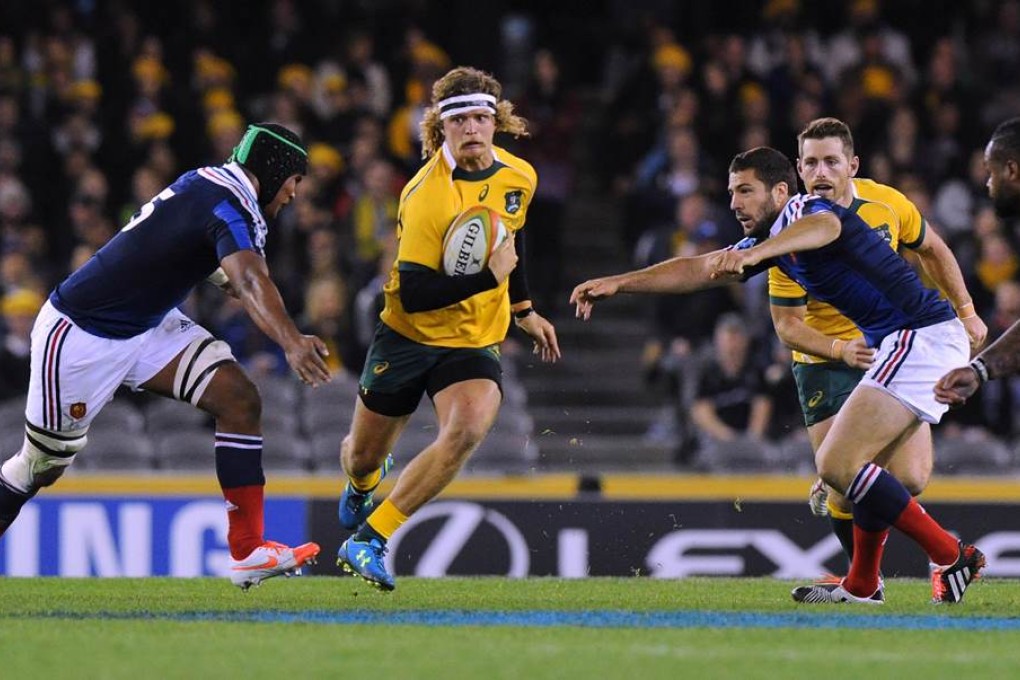 Nick Cummins in action for Australia in the second test against France in June. The Wallabies winger has been granted early release from his national team contract and will join Top League outfit West Red Sparks in Japan. Photo: AFP