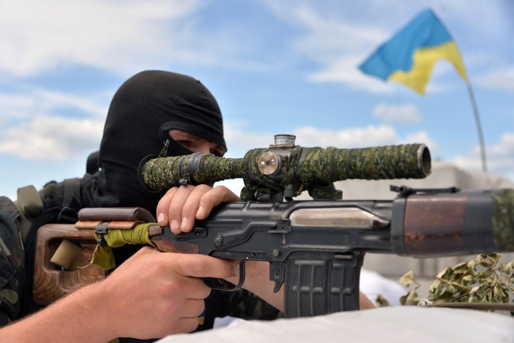 A Ukrainian trooper in Slavyansk