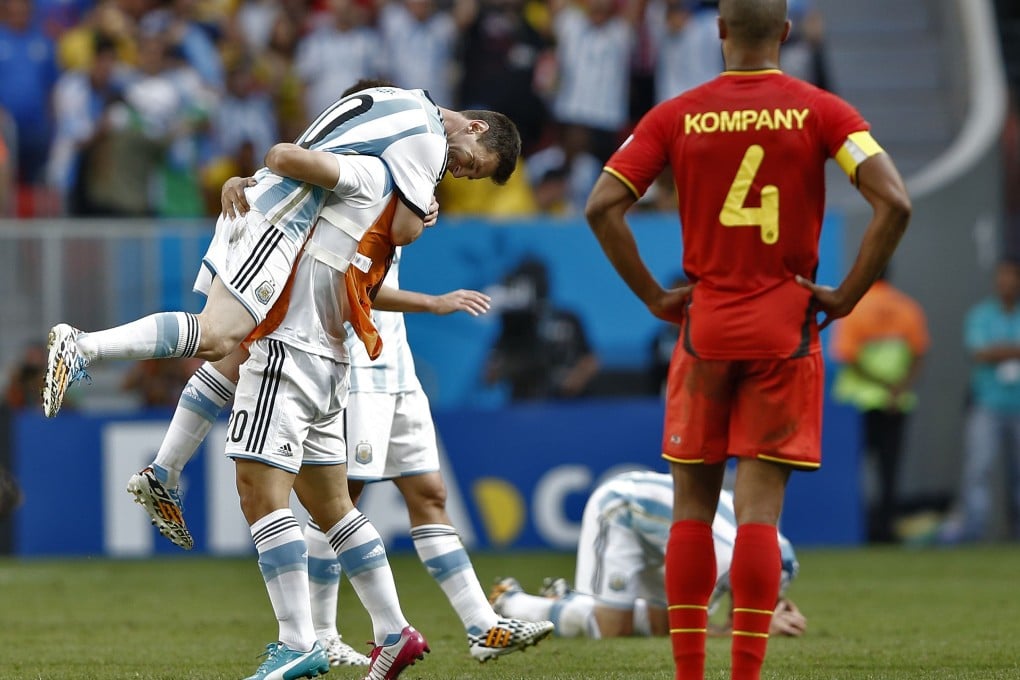 Argentina celebrate reaching the semis. Photo: AFP