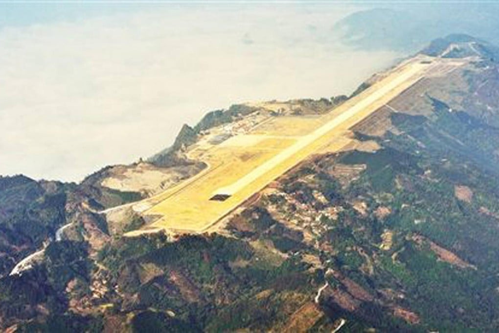 The airport in Hechi in Guangxi, 677 metres above sea level, opens next month. Photo: SCMP