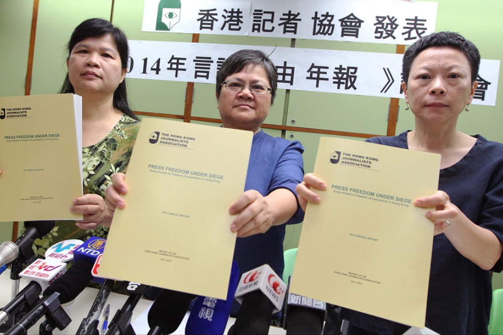(From left) Mak Yin-ting, Sham Yee-lan and Shirley Yam present the report. Photo: SCMP