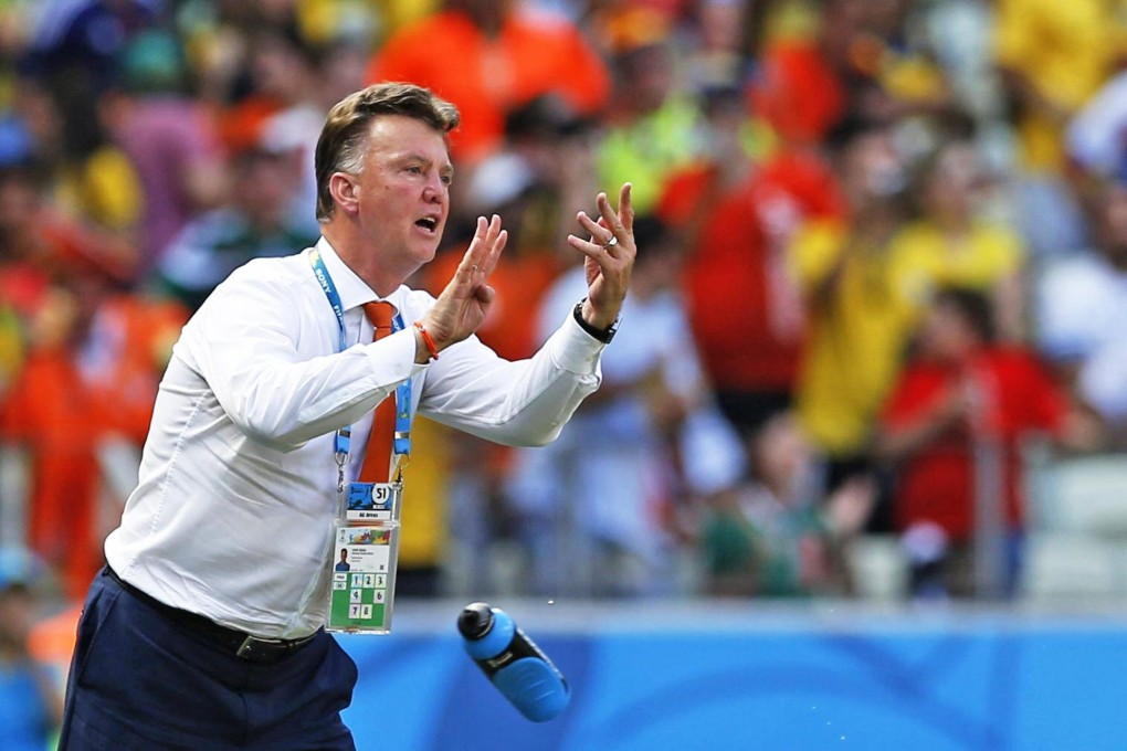 Netherlands coach Louis van Gaal gestures in their match against Mexico in Fortaleza, Brazil. Photo: EPA