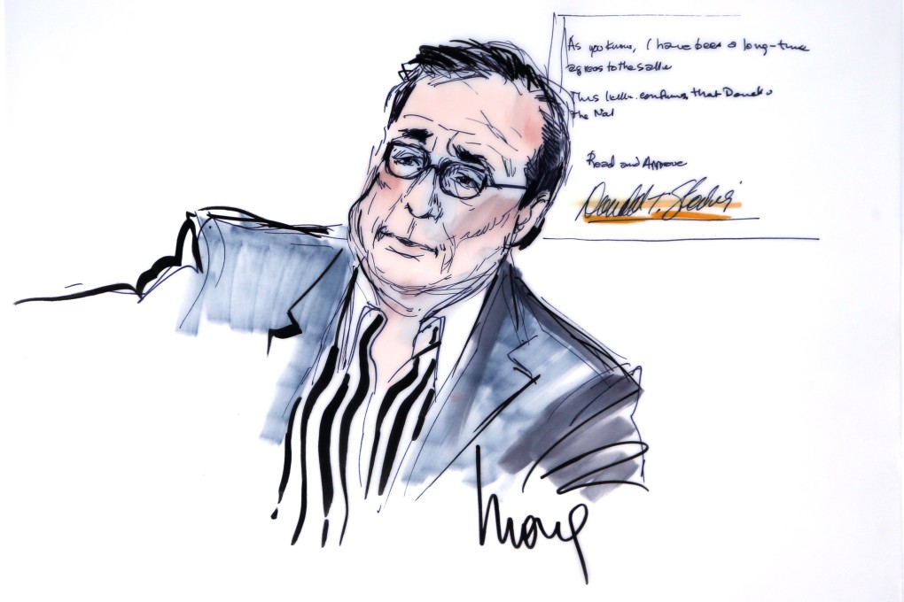 Donald Sterling, as depicted in a courtroom sketch, on Tuesday sparred with his estranged wife's attorney. Photo: Reuters