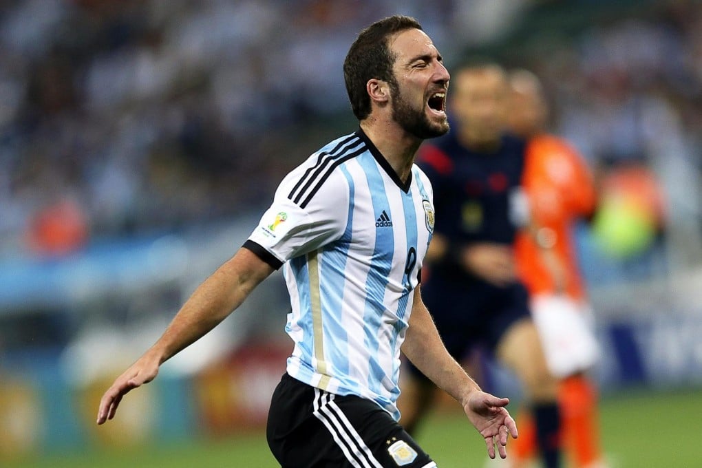 Gonzalo Higuain of Argentina reacts during their semi-final against the Dutch, which they won 4-2. Photo: EPA