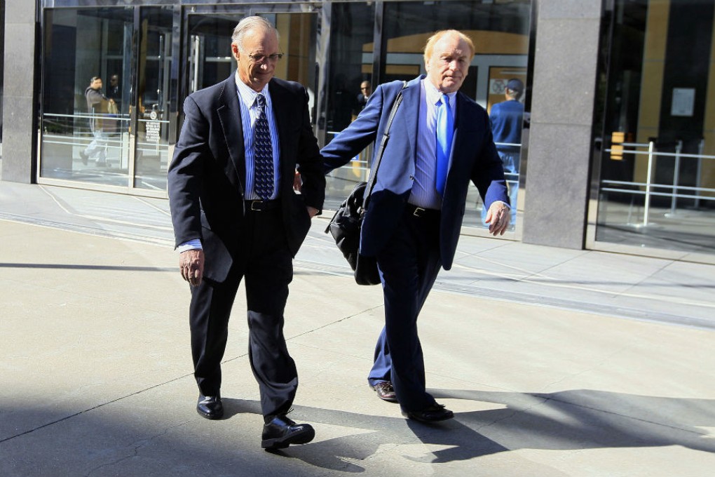 File photo of Robert Maegerl walking out of a federal courthouse. Maegerle, a retired DuPont engineer, was convicted of economic espionage charges along with chemical engineer Walter Liew in March. Photo: AP