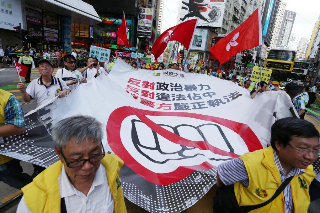 Voice of Loving Hong Kong claims 2,500 joined its march - but police estimate the turnout was just 340. Photo: Nora Tam