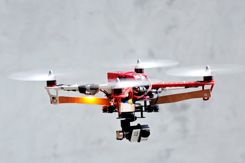 A drone prototype equiped with a GoPro camera. Photo: AFP