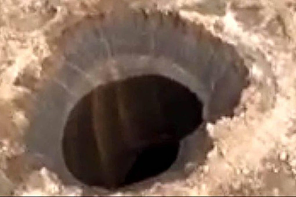 The 100 metre-wide crater in Yamal. Photo: Siberian Times