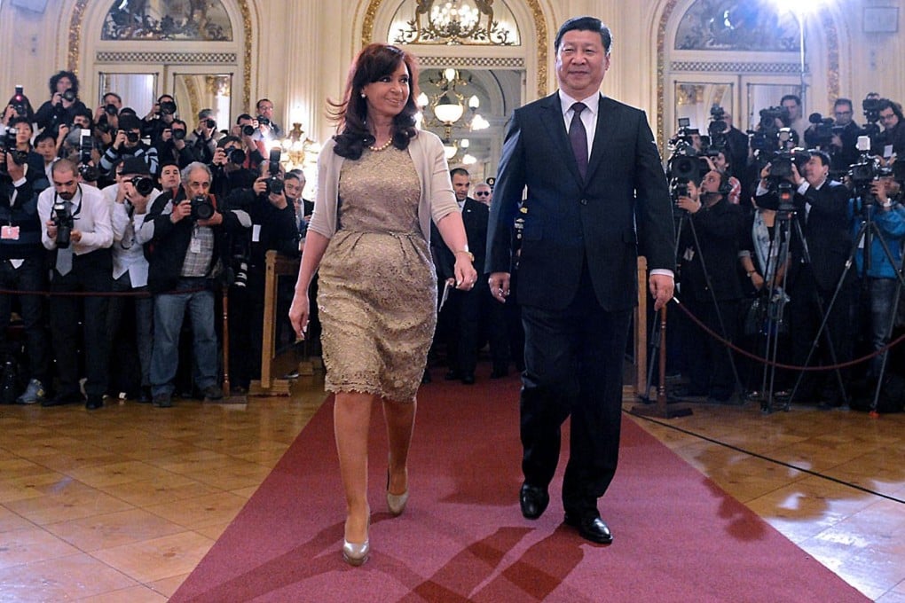 Argentinian leader Cristina Fernandez de Kirchner with President Xi Jinping in Buenos Aires. Photo: AFP