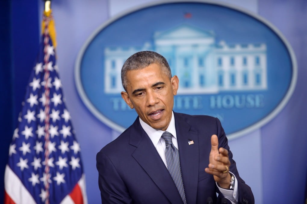 U.S. President Barack Obama speaks on the situation in Ukraine at the briefing room of the White House. Photo: Xinhua