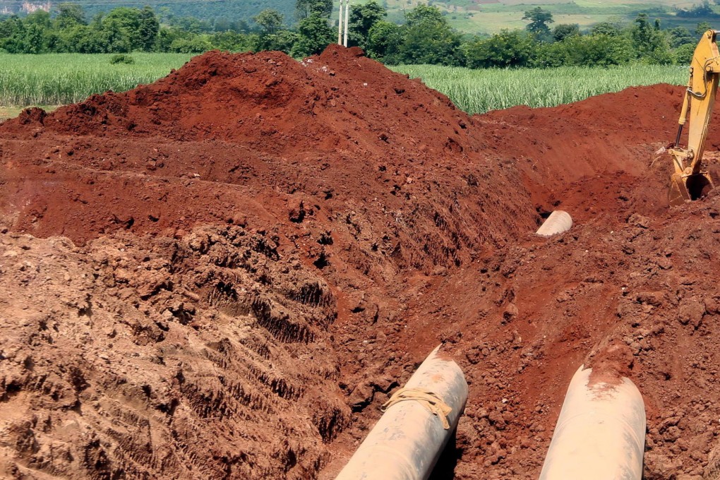 Work proceeds on a pipeline from Myanmar to Yunnan province in China. CNPC is an investor in the US$2.5 billion project. Photo: EPA