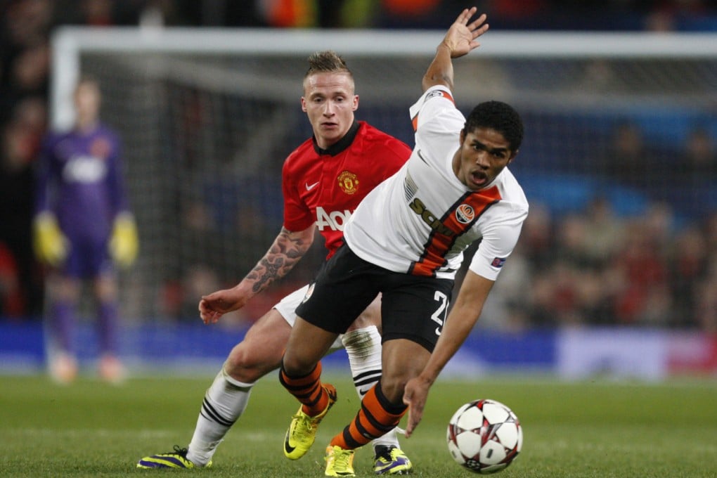 Shakhtar Donetsk's Douglas Costa during a Champions League group match against Manchester United. Costa, along with five other South American players, is refusing to return to the Ukrainian club. Photo: AP