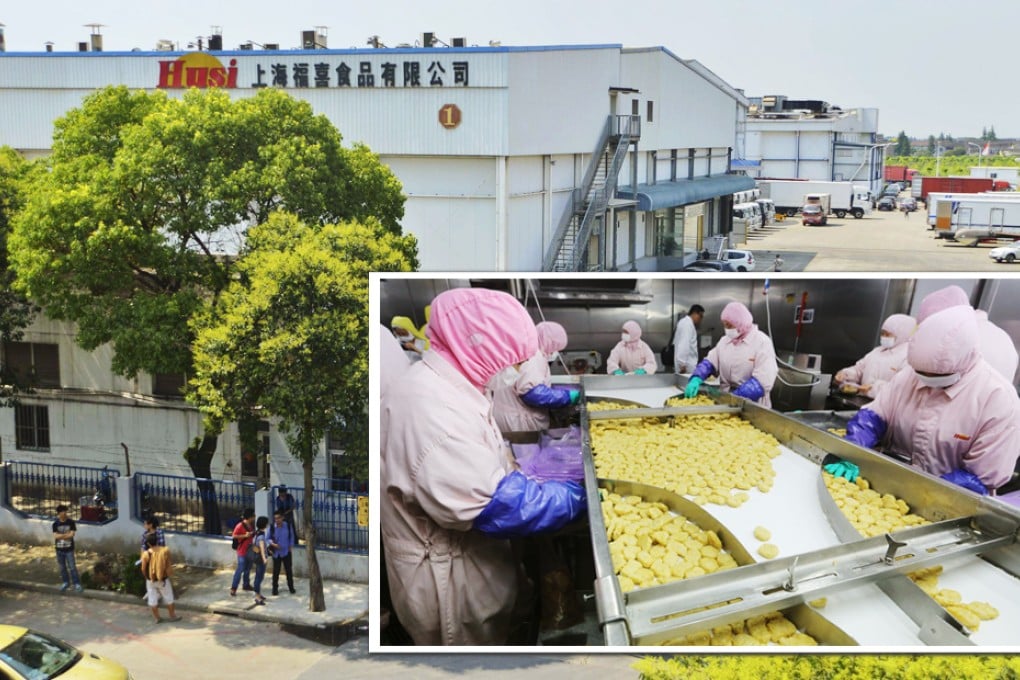 Husi's production plant in Jiading district was shut down after local media revealed the meat processer used expired meat in its products, including McNuggets and pork pies. Photos: Reuters