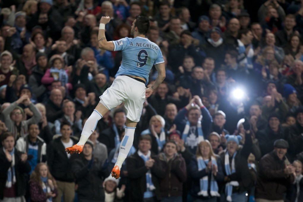 Alvaro Negredo's feet will be firmly on the ground as he recovers from a right foot injury that will force him to miss the start of the English Premiership. Photo: AP
