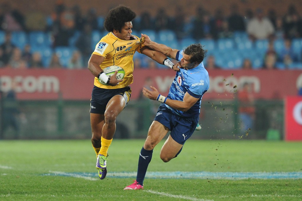Brumbies' Henry Speight on the rampage against the Bulls in a Super 15 clash in Pretoria. Wallabies coach Ewen McKenzie says Speight has the X factor. Photo: AFP