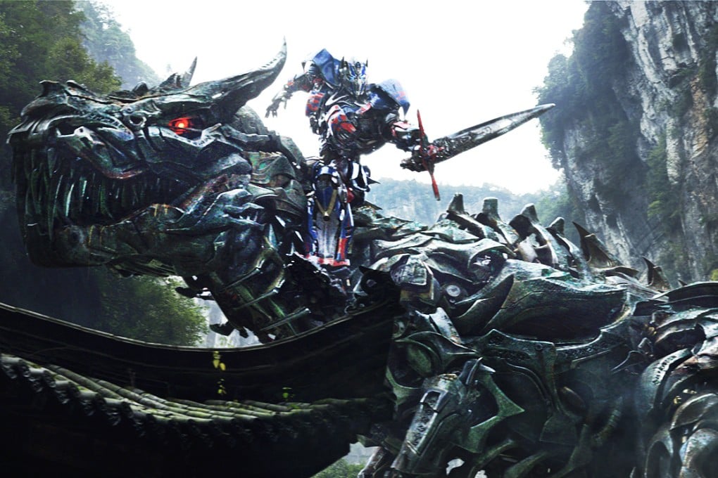 A scene from "Transformers: Age of Extinction" produced by the Paramount Pictures shows Wulong in the background. Photo: Paramount Pictures