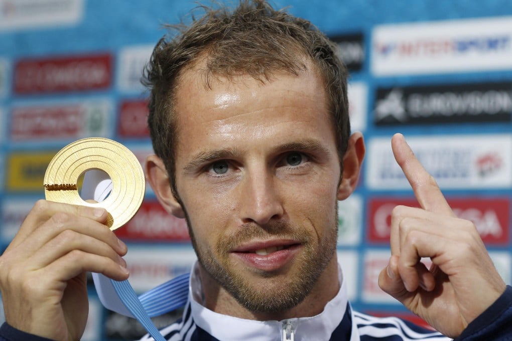 Rhys Williams with the gold medal after winning the 400m hurdles at the European Championships in Helsinki in June 2012. Photo: AP