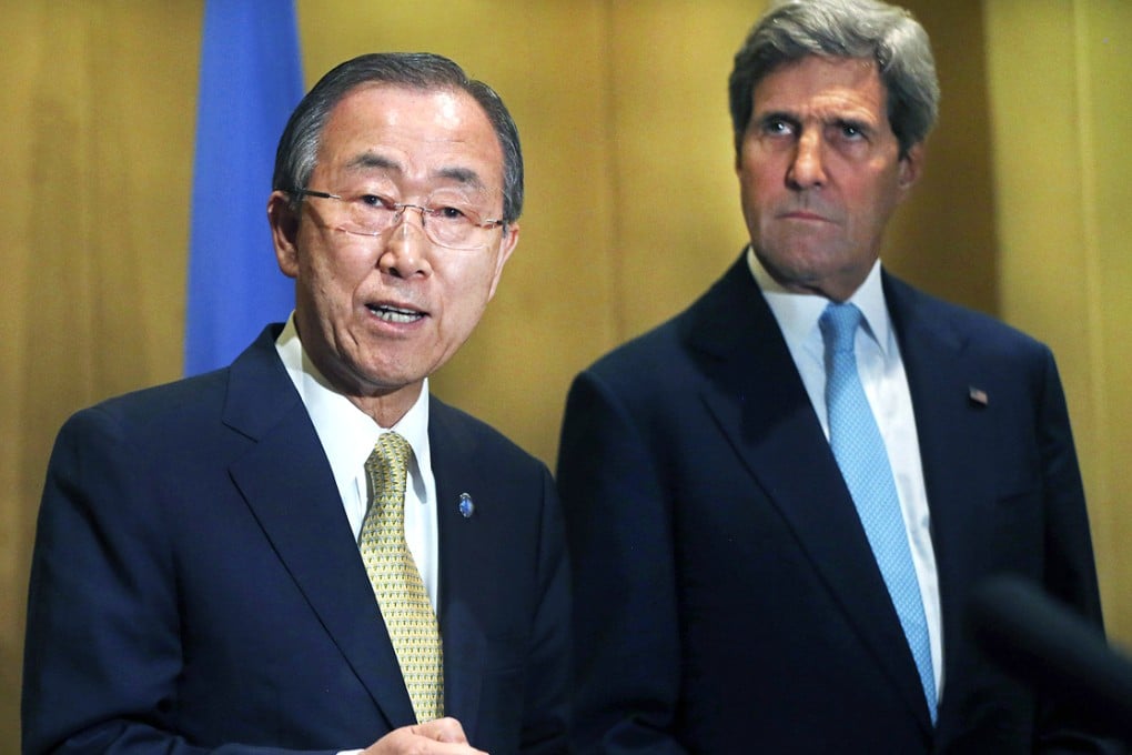 John Kerry with Ban Ki-moon in Cairo. Photo: Reuters