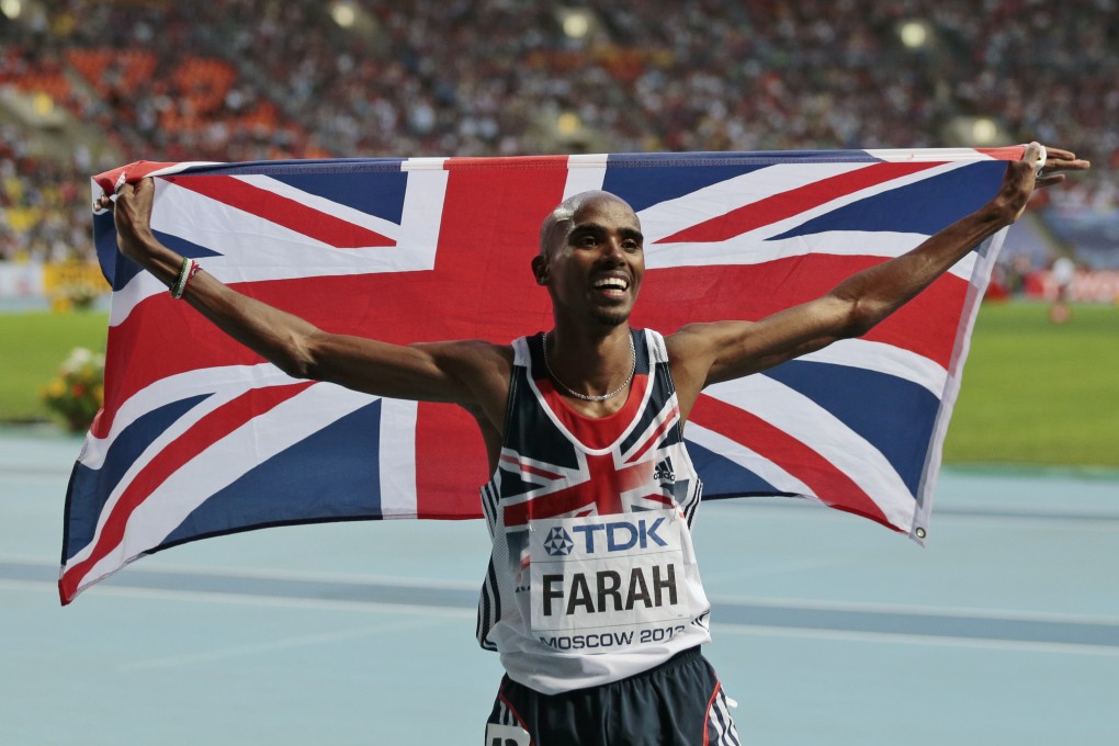 Flashback to August last year as Mo Farah celebrates winning the men’s 5000 metres at the World Athletics Championships in Moscow. Farah has had to pull out of the Commonwealth Games. Photo: AP