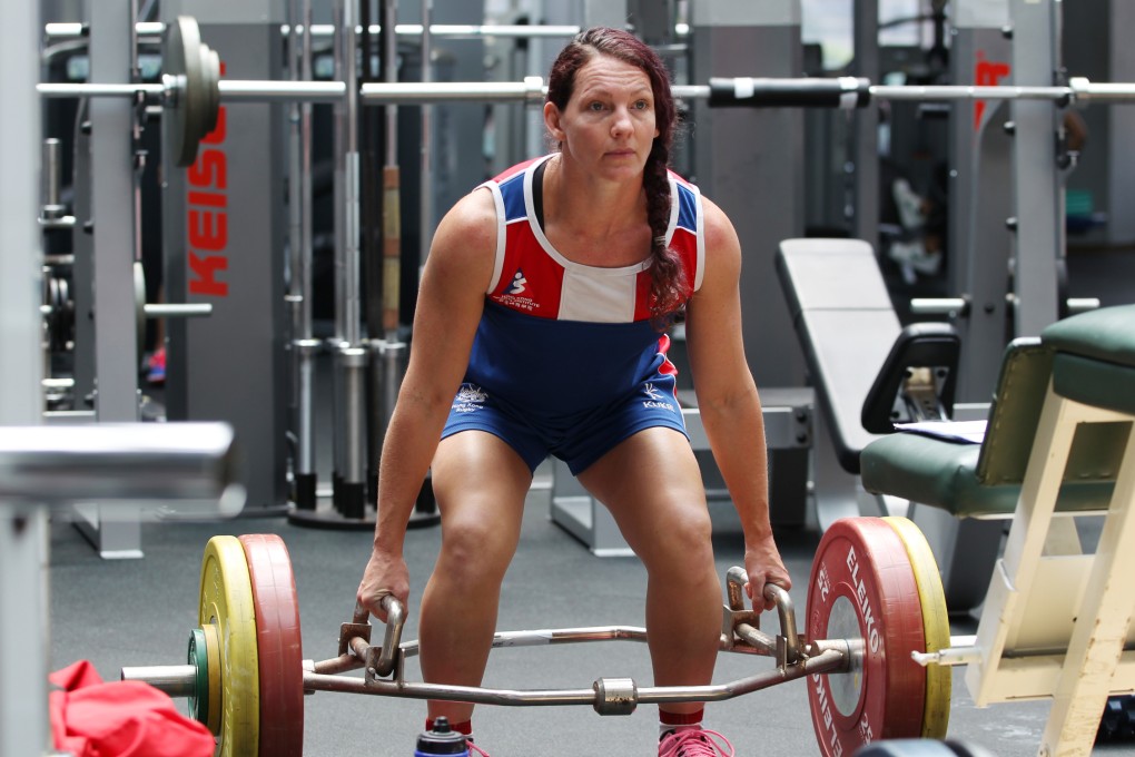Christine Gordon of Hong Kong women's sevens squad trains at the fitness centre in the Hong Kong Sports Institute, Sha Tin. Photo: Nora Tam