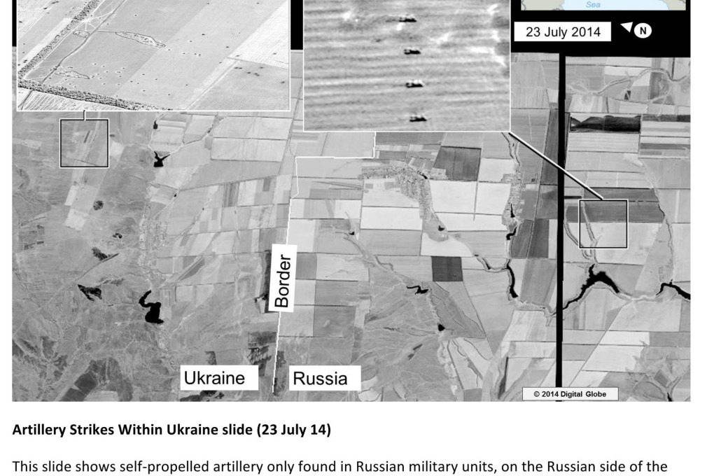 The US says images show Russian self-propelled artillery. Photo: AP