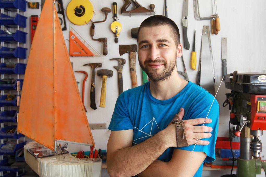 Cesar Harada is developing Protei, a shape-shifting sailing robot, at his Yuen Long workshop. Photos: Edward Wong