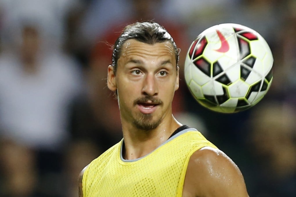 Zlatan Ibrahimovic of Paris Saint-Germain keeps his eyes on the ball during training at Hong Kong Stadium. Photo: Reuters