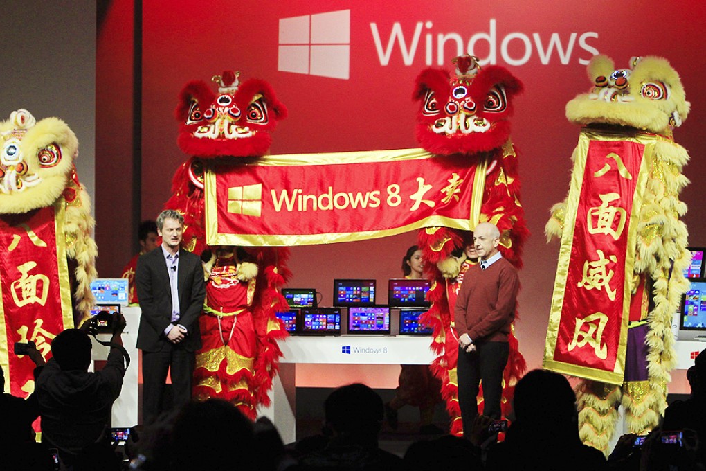 Microsoft launches its Windows 8 operating system in Shanghai in 2012. Photo: AP